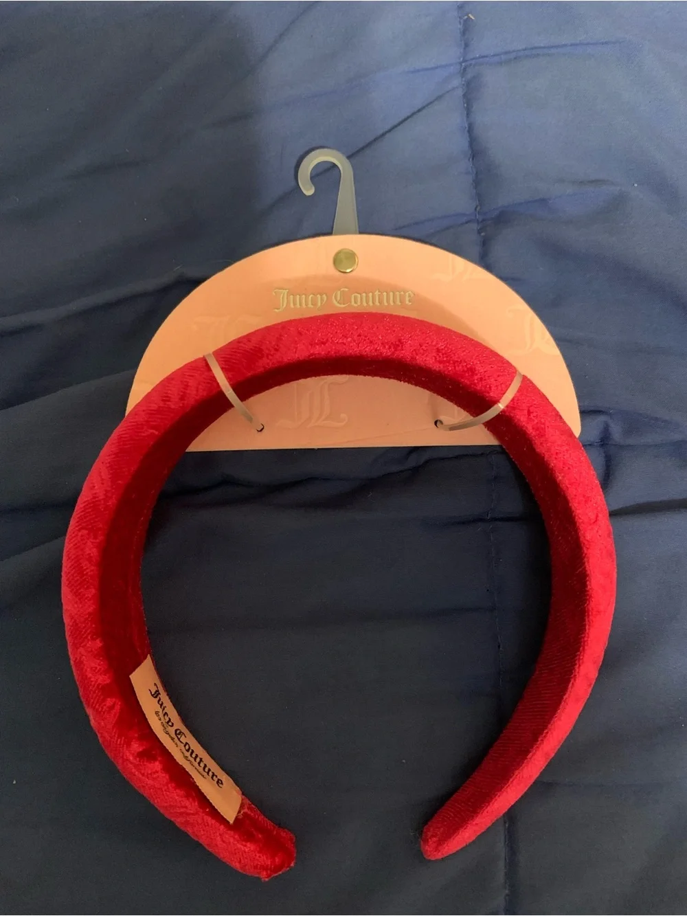 Juicy Couture Hot Pink Embossed Velvet Padded Headband NWT